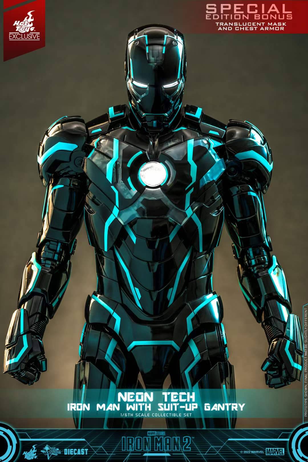 Neon Tech Iron Man With SuitUp Gantry (Special Edition) Hot Toys