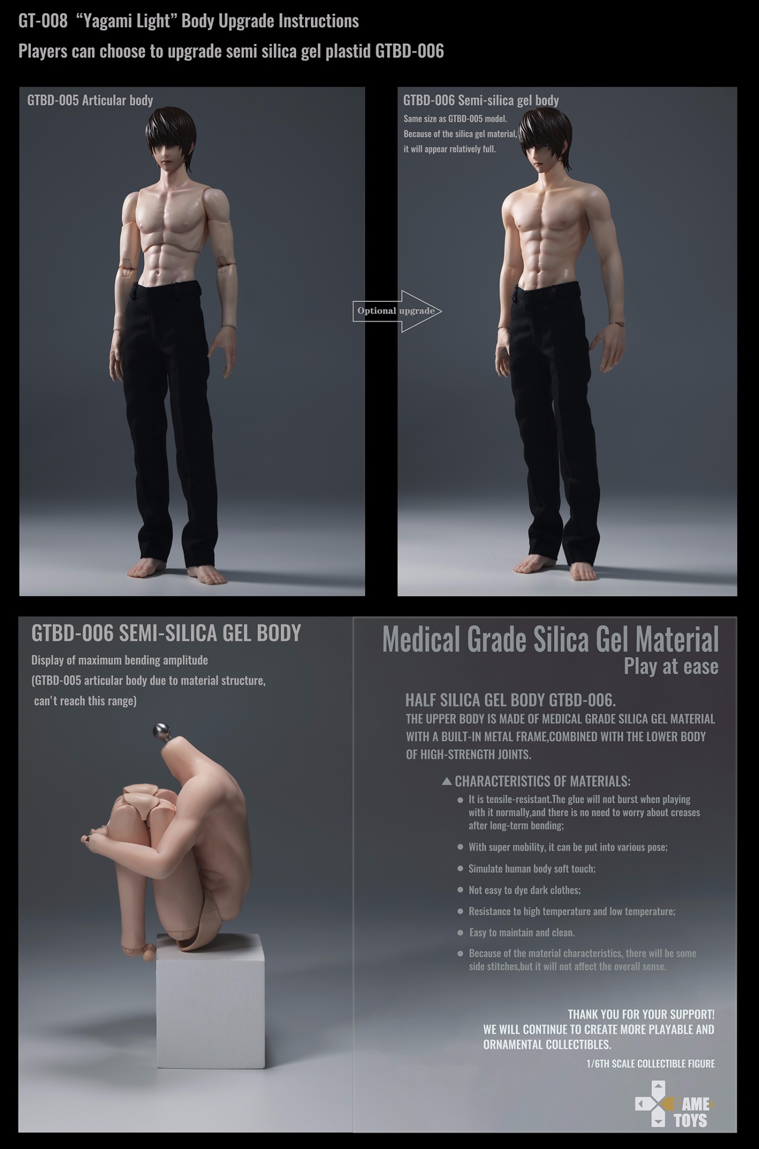 Yagami Light Kira (Half Body Silicone Body Version) - Gametoys GT008UP 1/6th Scale Death Note -action_heroes_kaiju Sales Store